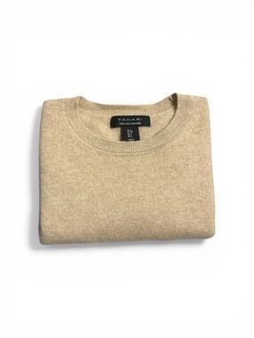 Tahari 100% Cashmere Sweater Soft Neutral Crew Neck Size Small